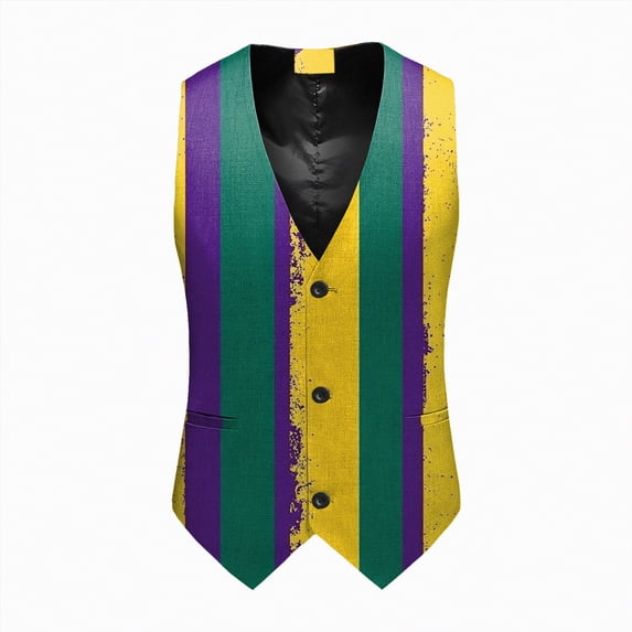 Rotm Mens Vest formal Men Vest Novelty Striped Print Suit Waistcoat Vintage Suit Vest Tuxedo Vest Gothic Vest Men 3D-Print Graphic Paisley Floral Waistcoats Dark Green,L