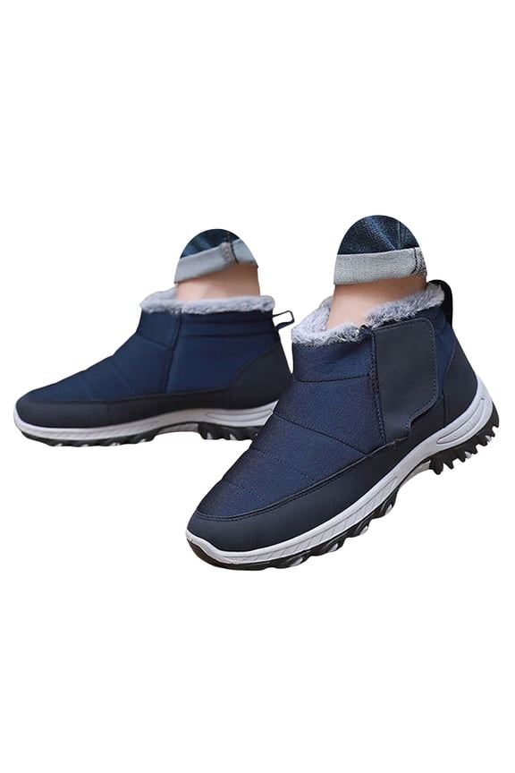 Mens Winter Boots Slip On Snow Boots Mens Waterproof Winter Boots Fur Lined Warm Ankle Boots Zipper Closure Slip on Outdoor Boot Comfortable Walking Shoes Blue,10