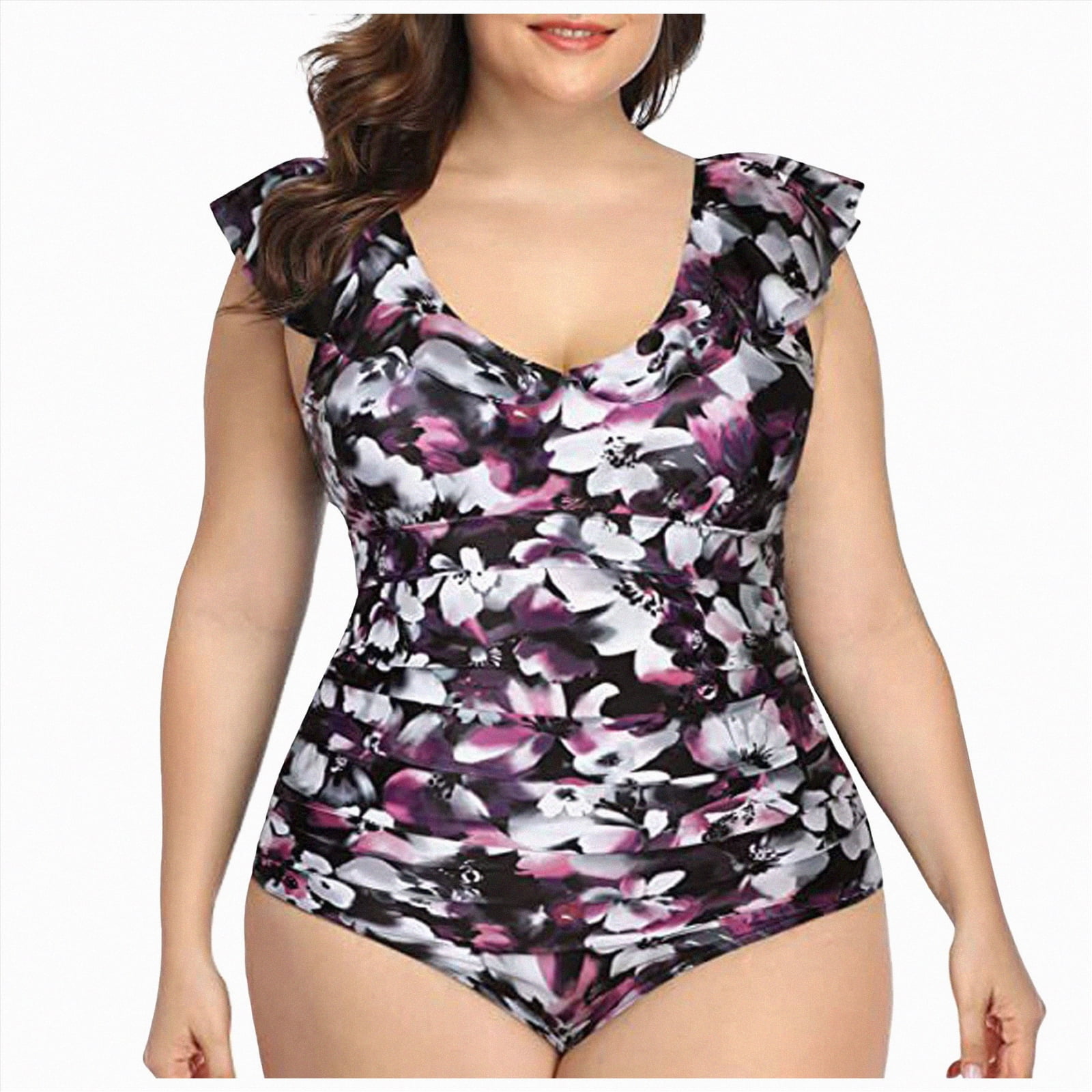 Rotm Plus Size Swimwear One Piece Swimsuit - Women's Tummy Control ...