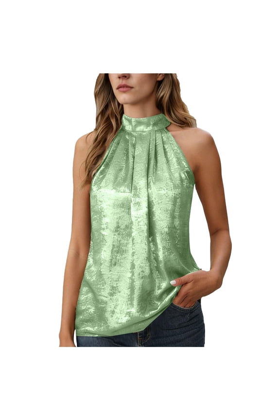 Sequin Vest Women Vest Women Dressy Sleeveless Sparkly Clothes For Women Bling Party Tops Light Green,M