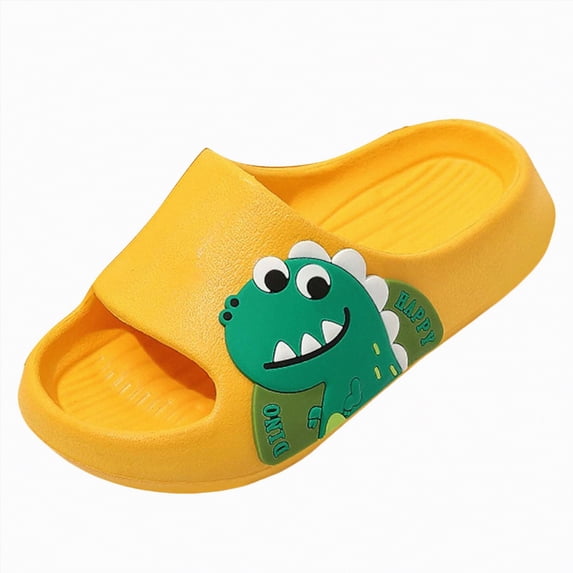 Rotm Slides for Kids Kid's Cloud Slides Girls Boys Comfort Non-Slip Thick Sole Pillow Slippers Yellow,12