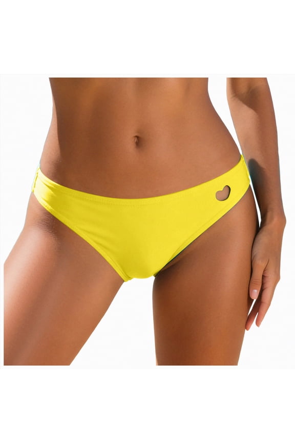 Swim Suit Bottoms for Women Women's Bikini Bottom Separate Mid Rise Full Coverage Swimsuit Bottom Only Yellow,S