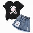 thumbnail image 1 of Rotm Toddler Girl Sets Baby Girl Summer Clothes Cartoon Short Sleeves Shorts Set 3pcs Shorts Outfits Set R,4-5 Years, 1 of 4