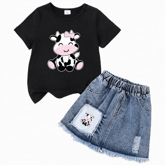 Rotm Toddler Girl Sets Baby Girl Summer Clothes Cartoon Short Sleeves Shorts Set 3pcs Shorts Outfits Set R,4-5 Years