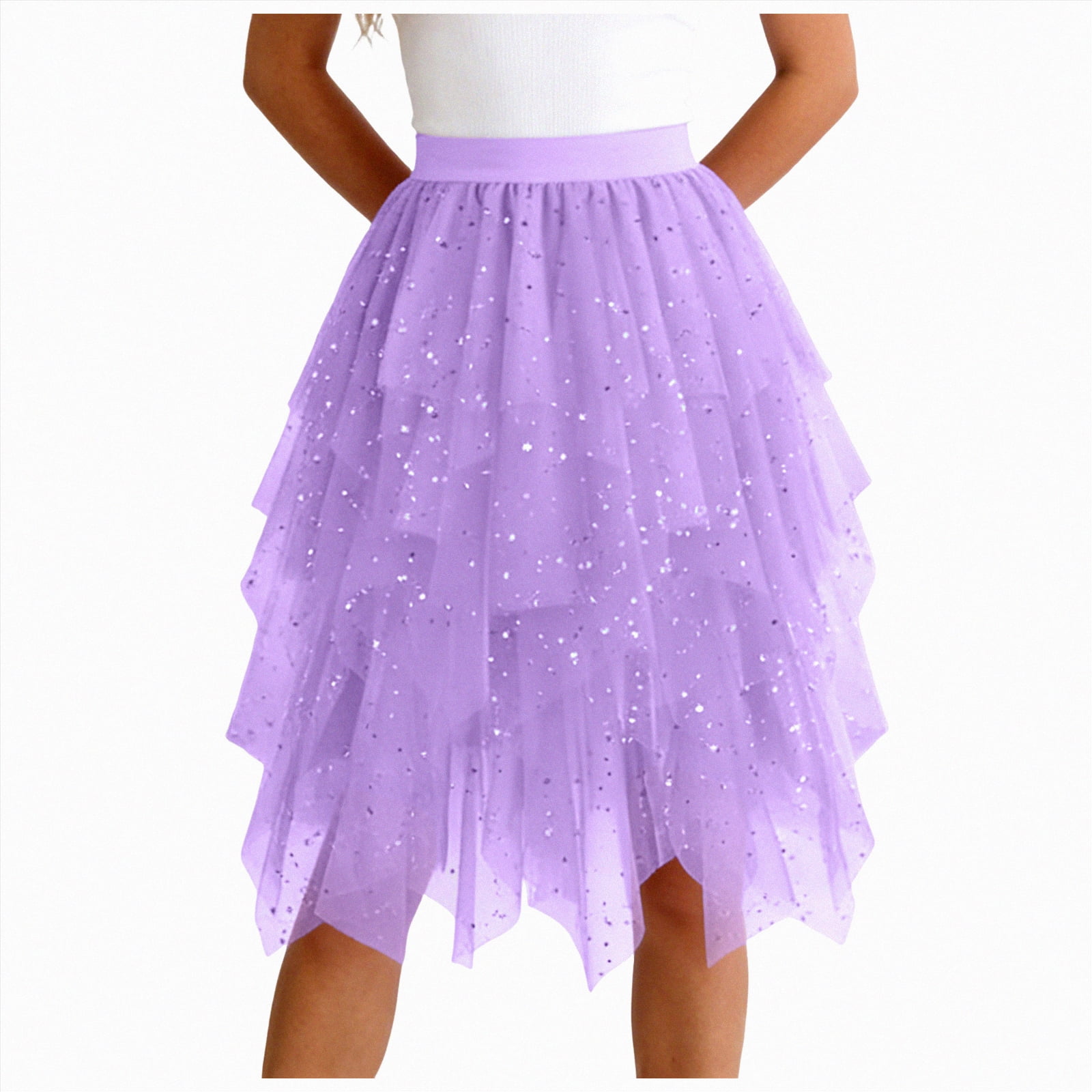 Rotm Tulle Skirt Skirts for Women Tulle Mesh Elastic Waist Pleated