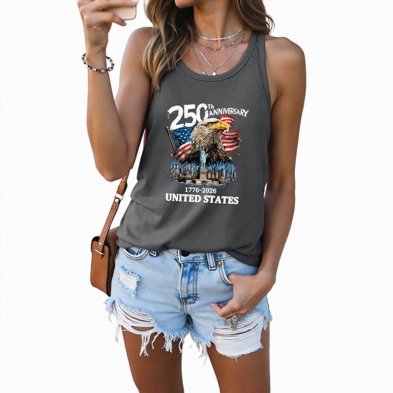 Rotm Usa Tank Top 250th America Anniversary Independence 250 Years of Freedom Tank Top Grey,XL