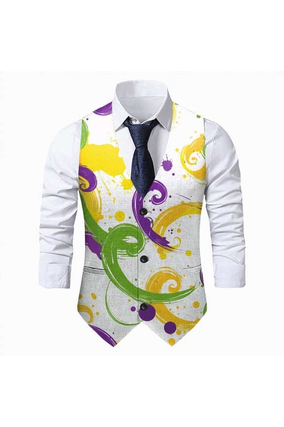 Waistcoat Mens Suit Vest Tie set Classic Waistcoat and Necktie Handkerchief Cufflinks Suit Wedding Party White,4XL