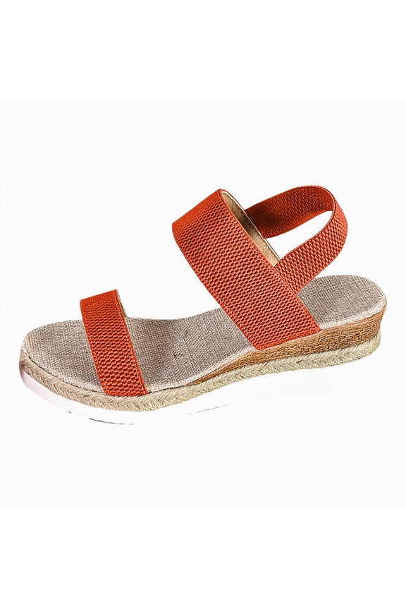 Walking Sandals Womens Sandals Shoes Comfort Walking with Non Slip on Casual Summer 2026 Shoes Dress Ankle Elastic Jeweled Bohemian Flats Vacation Wedding Orange,7.5