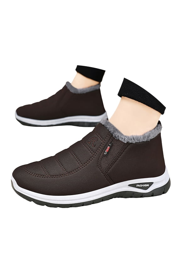 Winter Boots for Men Mens Barefoot Boots Shoes Winter Snow Boots Warm Ankle Booties Zero Drop Sole Wide Toe Box Fur Lined Outdoor Sneakers Coffee,10