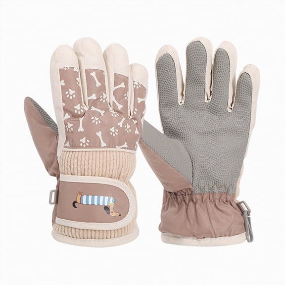 Dmsael Winter Gloves Women Winter Gloves for Ki'ds Waterproof Bo'ys Snow Ski Gloves Gi'rls Warm Windproof Mittens Khaki,One Size