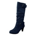 thumbnail image 1 of Rotm Women Boots Womens Slouch Boots, Flat Heels Mid Wide Calf Zipper Ladies Fall Winter Fashion Boots Navy,Size 6, 1 of 7