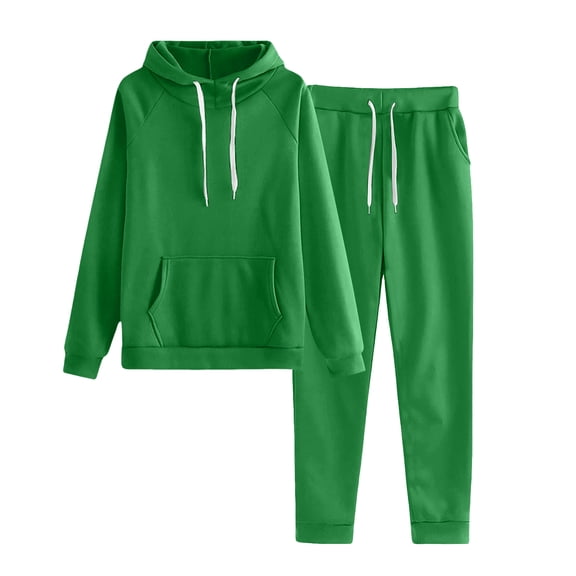 Rotm Women Jogging Suits Womens Fleece 2 Piece Outfits Sweatsuit Pullover Sweatshirt Joggers Pants Tracksuit Set Green,S