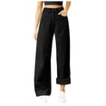 thumbnail image 1 of Rotm Women'S Fleece Lined Jeans Women's Fleece Lined High Waisted Straight Leg Jeans, Womens Fall Pants, Flannel Pajama Pants Women, Womens Trousers Black,M/S, 1 of 4