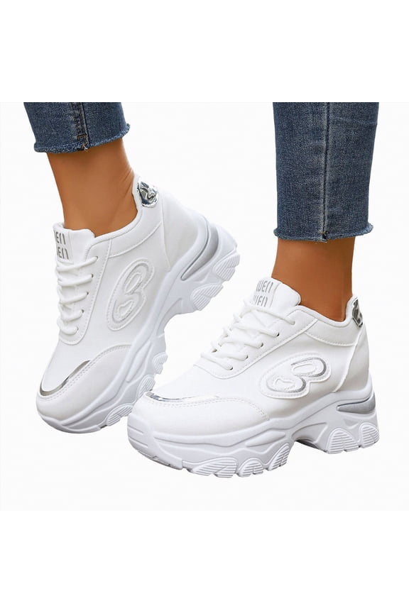 Women'S Walking Shoes Women's Fashion Sneakers Casual Work Shoes Non Slip Running Shoes Athletic Sneakers Thick Soled Sports Walking Shoes Silver,9