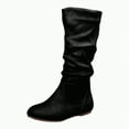 thumbnail image 1 of Rotm Women's Boots Women's Cowboy Knee-High Boots Pointed Toe Mid Chunky Heel Pull On Slouchy Boots with Zippers Black,Size 6.5, 1 of 7