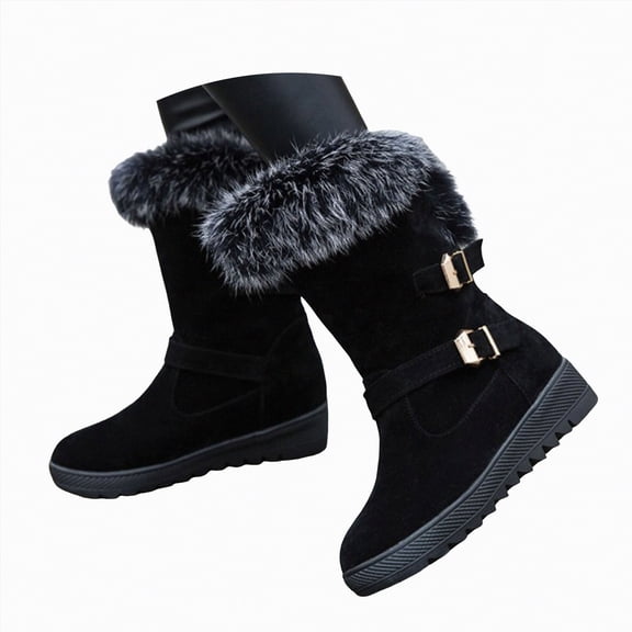 Rotm Women's Boots Womens Slouch Boots, Flat Heels Mid Wide Calf Zipper Ladies Fall Winter Fashion Boots Black,Size 7.5