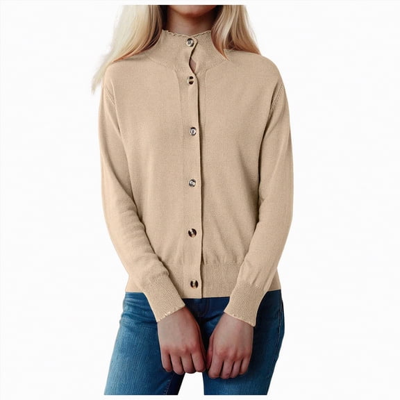 Rotm Women's Classic-Fit Lightweight Long-Sleeve Turtleneck Sweater High Neck Sweaters For Women Khaki,L