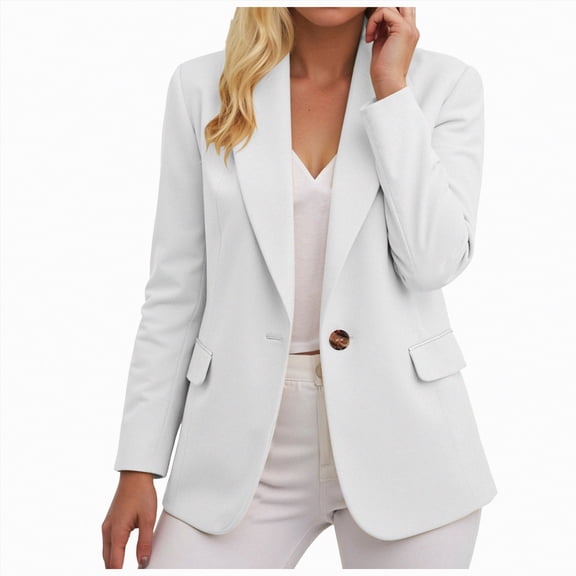 Rotm Womens Blazers for Work Casual Blazers for Women Business Casual 2025 Fall Long SleeveBreasted Open Front Work Suit Jackets with Pockets White,2XL
