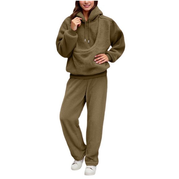 Rotm Womens Jogging Suits Women 2 Piece Outfits 2025 Fall Fashion Airport Wide Leg Pants Lounge Set Leisure Travel Vacation Clothes Sweatsuits AG,M