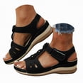 thumbnail image 1 of Rotm Womens Sandals Sandals for Women Wide Width Women Shoes Fashion Slope Heel Sandals Comfortable Round Toe Buckle Causal Sandals Shoes Black,6, 1 of 6