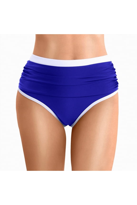 Womens Swim Bottoms Women's Mid Waisted Bikini Swimsuit Bottoms Full Coverage Swim Bottoms Blue,4XL