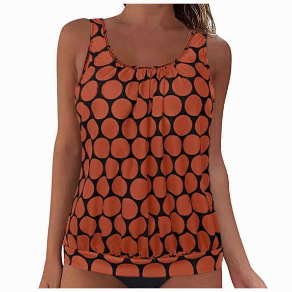 Rotm Womens Swimsuit Tops Womens Tankini Top Only Ruched Tummy Control Bathing Suit Top Modest Swim Tank Top No Bottom Orange,XL