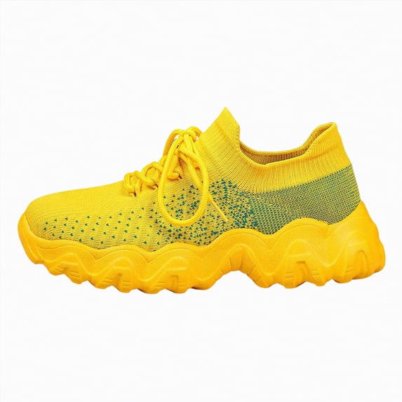 Rotm Womens Tennis Shoes Womens Walking Shoes Slip On Tennis Athletic Runnings Sneakers Casual Fashion Lightweight for Work Travel Gym Sports Yellow,11.5