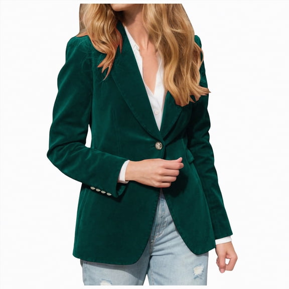 Rotm Work Outfits for Women Office Womens One Button Blazer Casual Open Front Long Sleeve Suit Jackets Business Work Office Blazers Green,XL