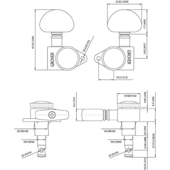 Roto-Grip Tuners (502G) - 6 Pack Gold with Locking Mechanism
