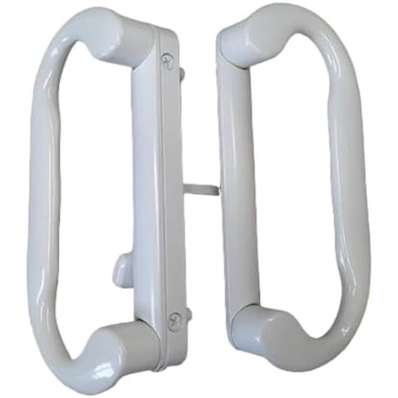 Roto Interlock Sliding Glass Door 7.5" White Handle Set Replacement - Interior and Exterior Handles with Screws with a 4-15/16" Hole Spacing - Fix and Repair Door Hardware - White