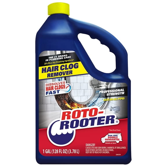 Roto Rooter Hair Clog Remover - Dissolves Hair Clogs Fast, Safe on Pipes - 128 Fl Oz