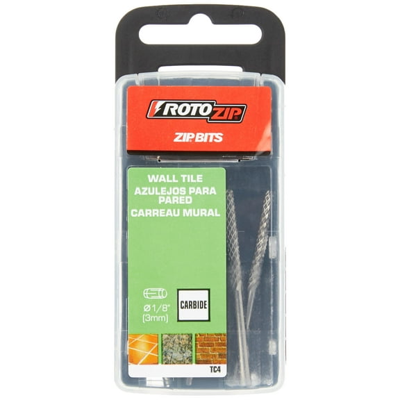 Roto Zip TC4 1/8-Inch Tile-Cutting Carbide Zip Bits, 4-Pack, Silver