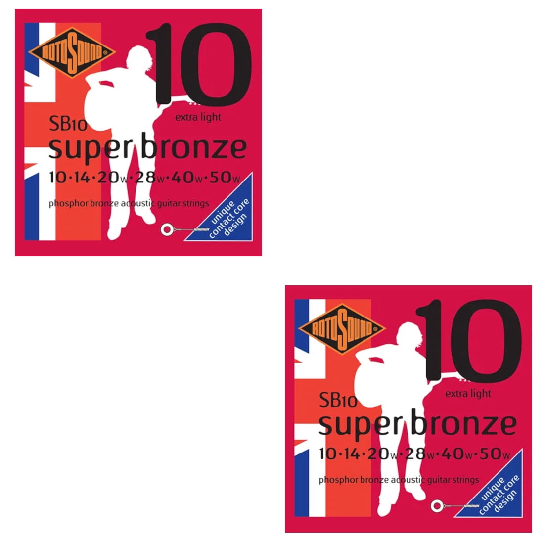 RotoSound Guitar Strings 2-Packs Acoustic - Super Bronze - Extra Light 10-50