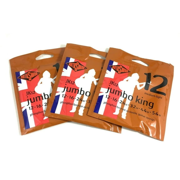 RotoSound Guitar Strings - 3 Pack Acoustic - Jumbo King - 12 Medium Light 12-54