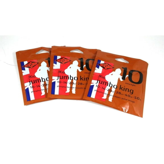 RotoSound Guitar Strings 3 Pack Acoustic Jumbo King Extra Light 10-50 Free Ship