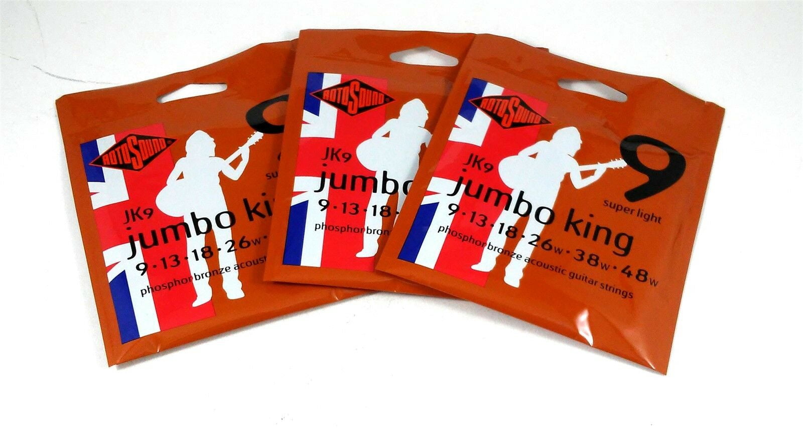 RotoSound Guitar Strings 3 Packs Acoustic Jumbo King Super Light 9-48 Free Ship