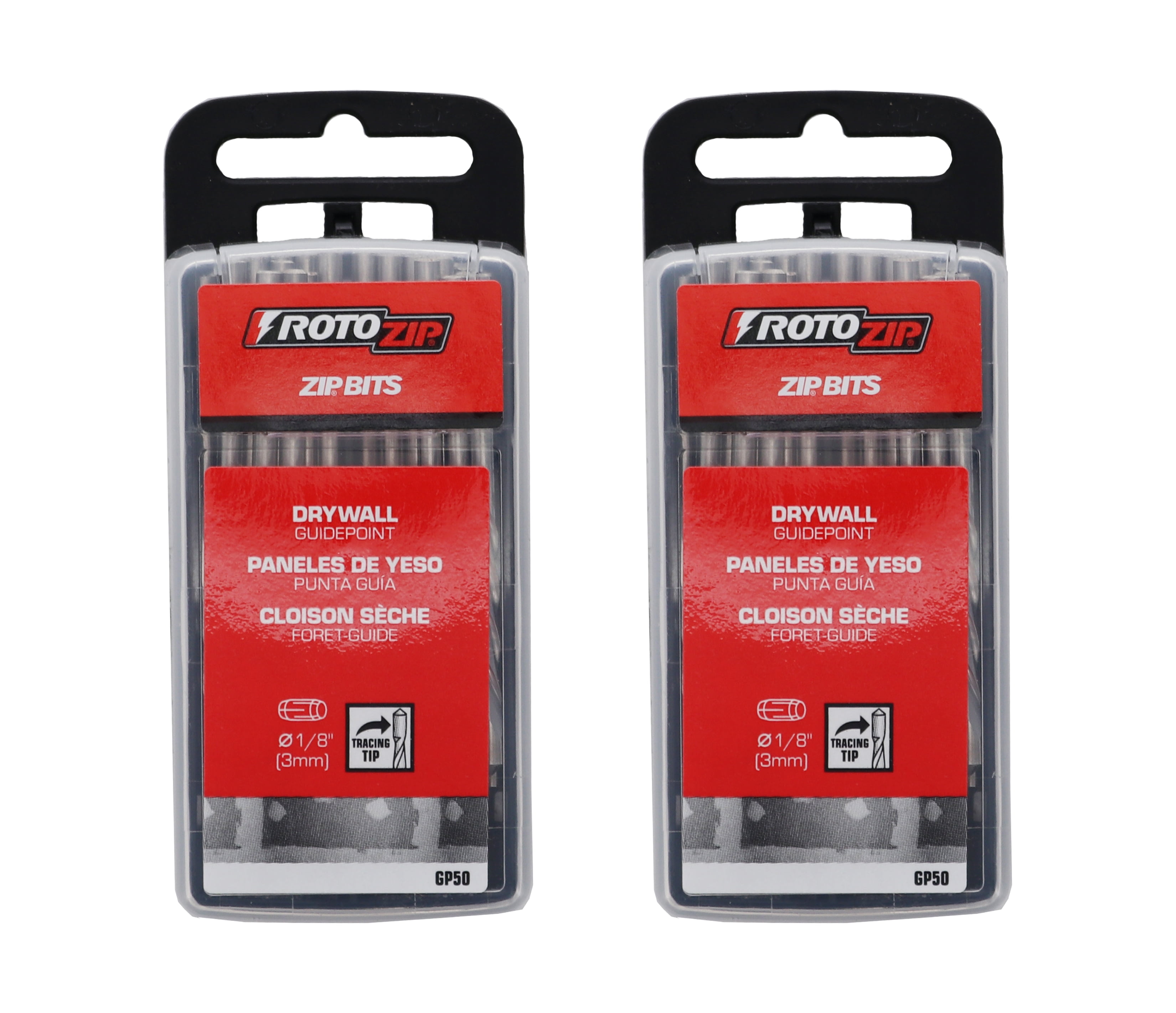 RotoZip GP50 Pack of 50 1/8inch Guide Point Bits for Drywall (2Pack)