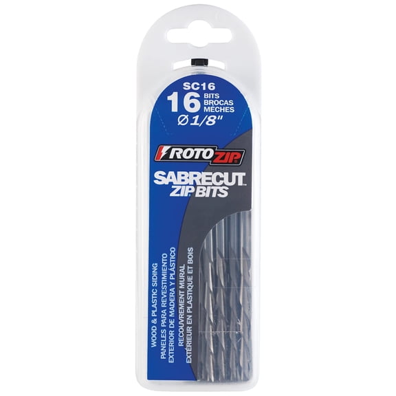 RotoZip SC16 1/8 Inch Sab Recut Zip Bit For Wood and Plastic, 16 Pack, Silver