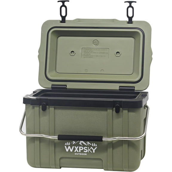 Rotomolded Cooler, 27Qt Hard Cooler with Heavy Duty Handles, Drain Outlet, Ice Retention to 3-5 Days, Insulated Ice Chest for Camping/Beach/Tailgating Boat Fishing & More