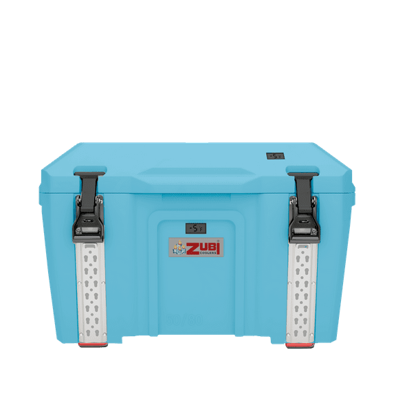 Rotomolded Hard Sided 96 Can Dual Function Cold/Hot Ice Chest Cooler 50/80 Qt 2 Sizes in 1 for Camping and Outdoor Blue by ZUBI COOLERS