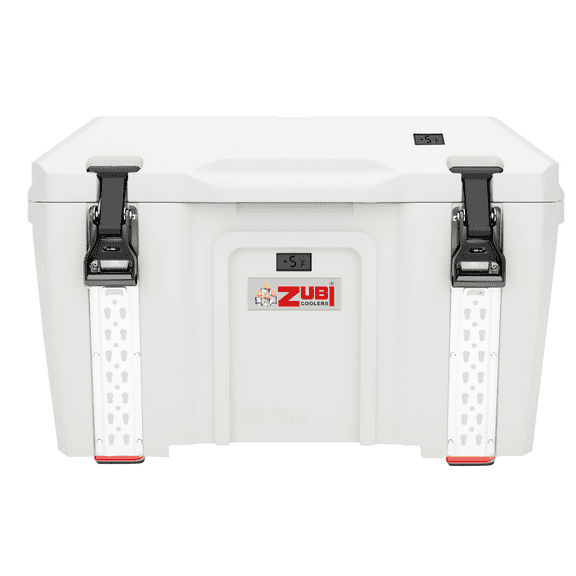 Rotomolded Hard Sided 96 Can Dual Function Cold/Hot Ice Chest Cooler 50/80 Qt 2 Sizes in 1 for Camping and Outdoor, White by ZUBI COOLERS