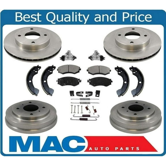 Rotors Brake Pads Drums Shoes Wheel Cyl Springs for Nissan Sentra 2000 1.8 4Stud