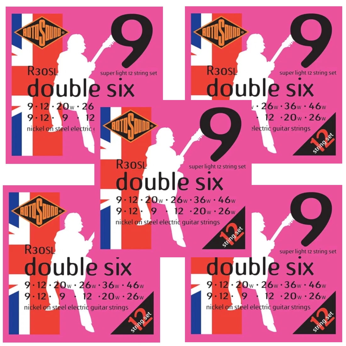Rotosound Guitar Strings 12-String Electric "Double Six" Super Light - 5 Packs