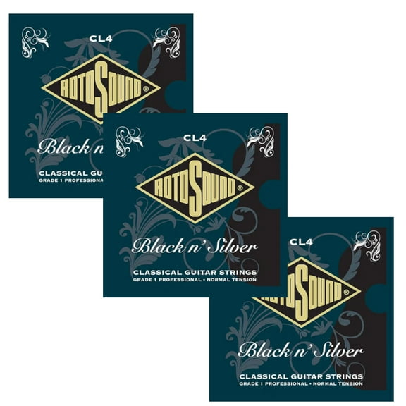 Rotosound Guitar Strings 3-Packs Classical Black N Silver Normal Tension CL4