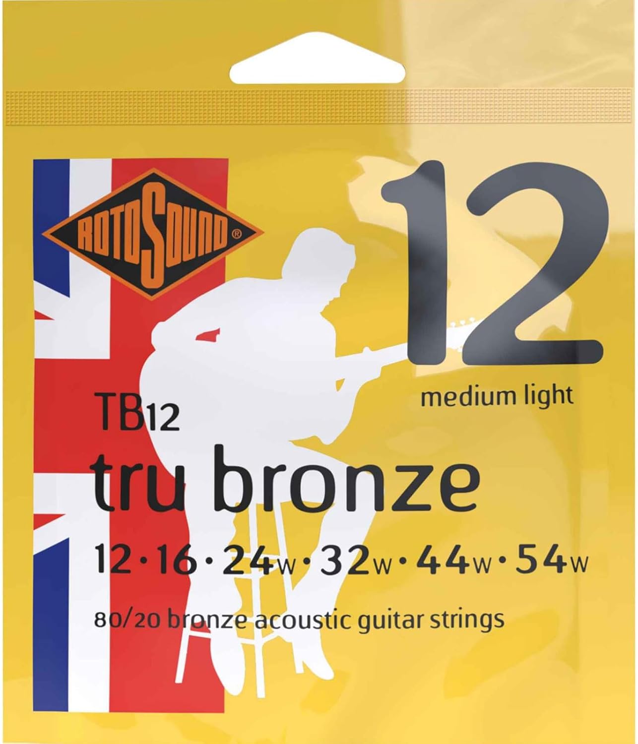 Rotosound TB12 Tru Bronze Acoustic Guitar Strings (12-54) - Walmart.com