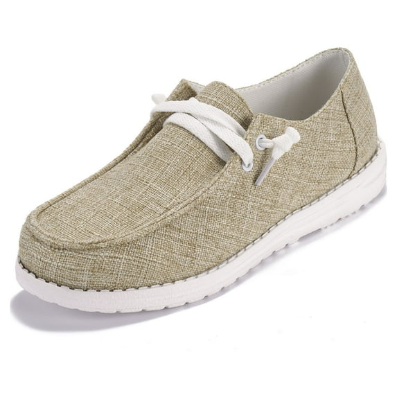 Rotosw Mens Flats Slip On Loafers Comfort Sneakers Casual Canvas Shoes Khaki 9.5