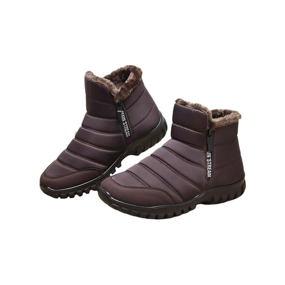 Rotosw Mens Snow Boots Zip Up Winter Boot Plush Lined Ankle Bootie Breathable Comfort Warm Booties Cold Weather Non-Slip Walking Shoes Blue 8