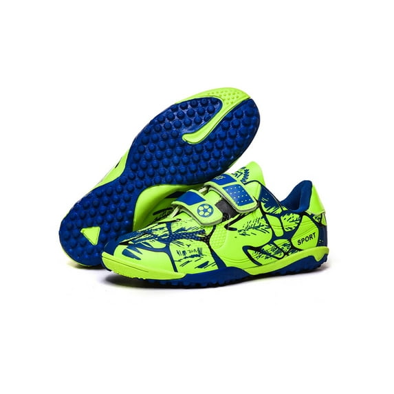 Rotosw Unisex Youths Cleats Soccer Shoes Athletic Low Top Kids Football Magic Tape Sneakers Size 10C-4.5Y Fluorescent Green (Broken Nails) 1Y