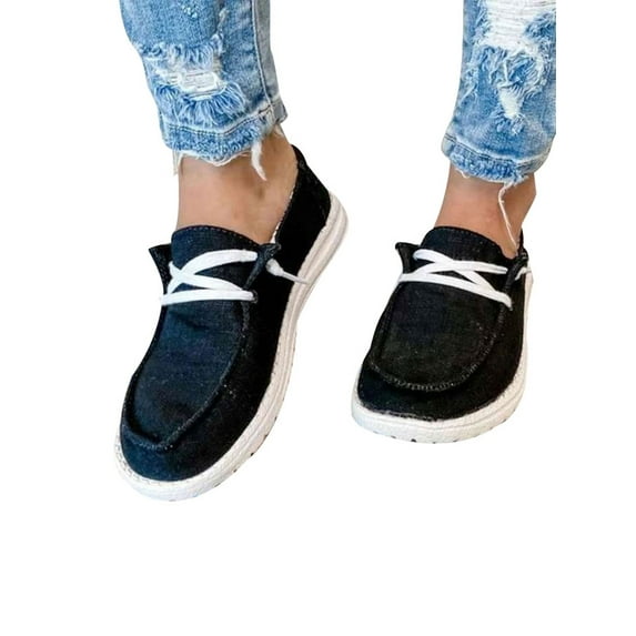 Rotosw Women Casual Canvas Shoes Slip On Anti-Skid Round Toe Sports Sneakers