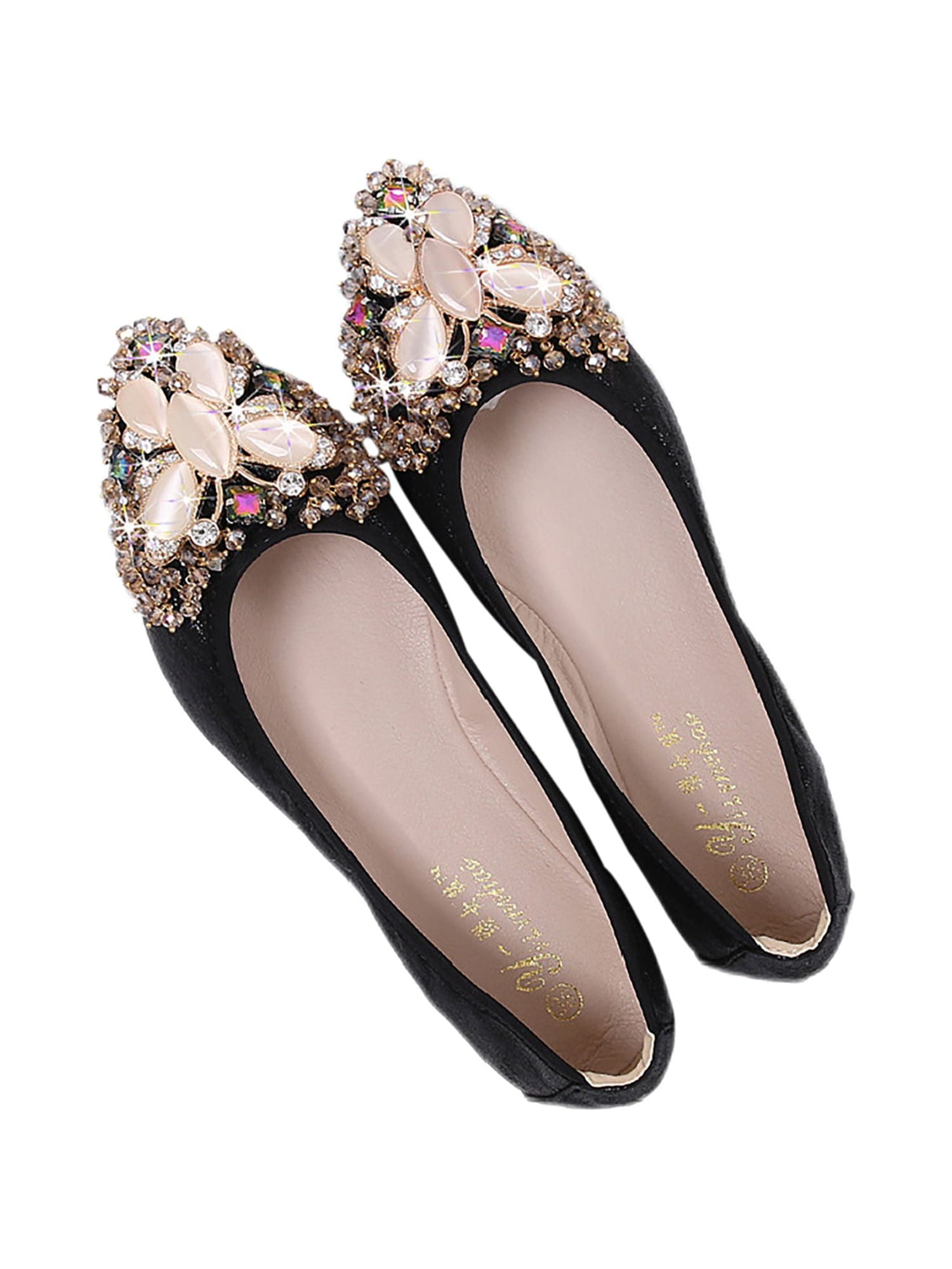 Rotosw Womens Ballet Flats Rhinestone Pointed Toe Comfortable Slip on